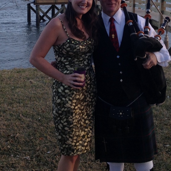 London Fog Dresses & Skirts - Green and gold metallic cocktail dress